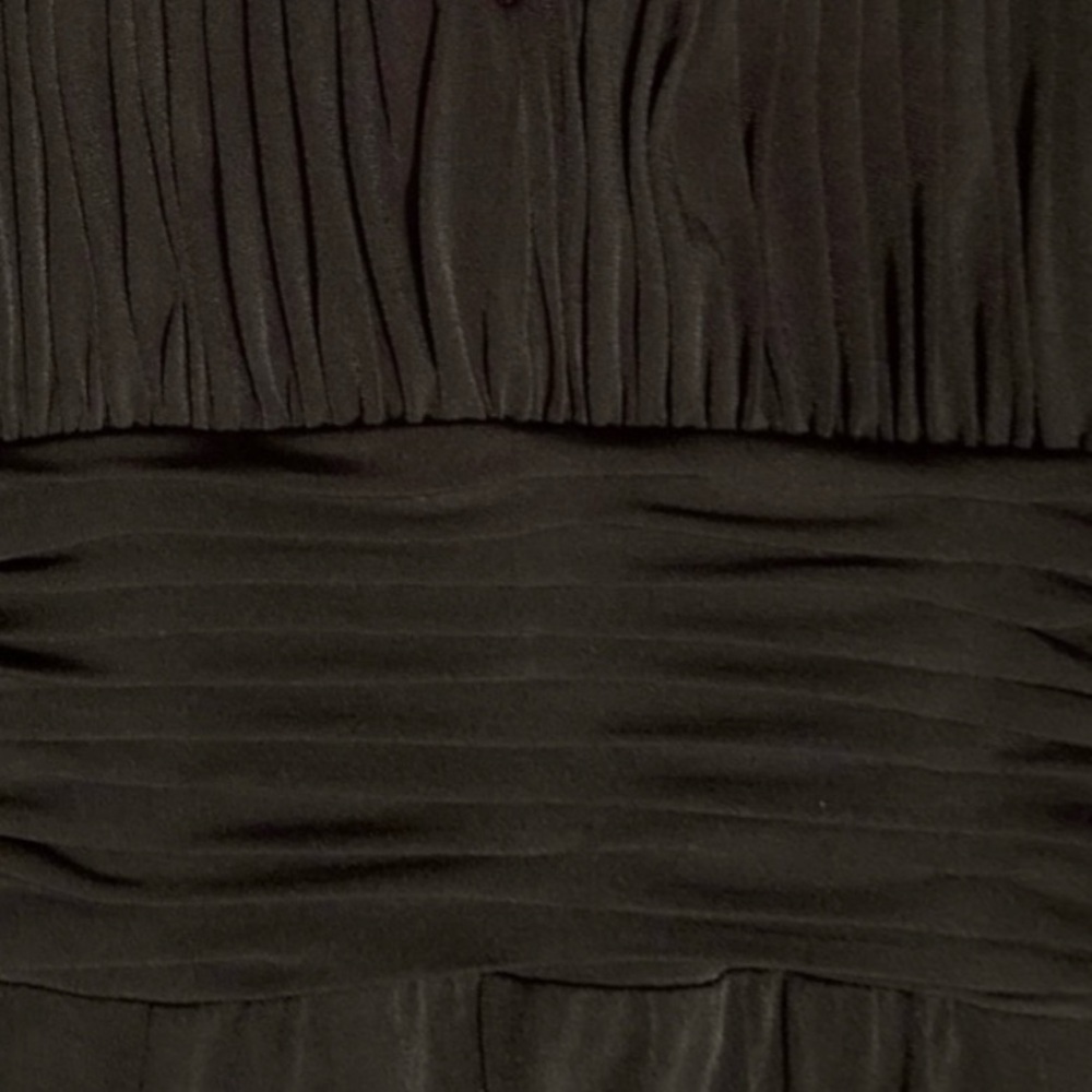Sangria Black Halter Maxi Sleeveless Ruched Pleated Ankle Length Dress Gown - Picture 4 of 9